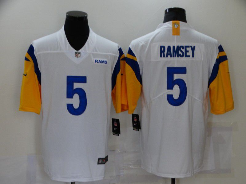 Men Los Angeles Rams 5 Ramsey White New Vapor Untouchable Limited Player 2021 Nike NFL Jersey